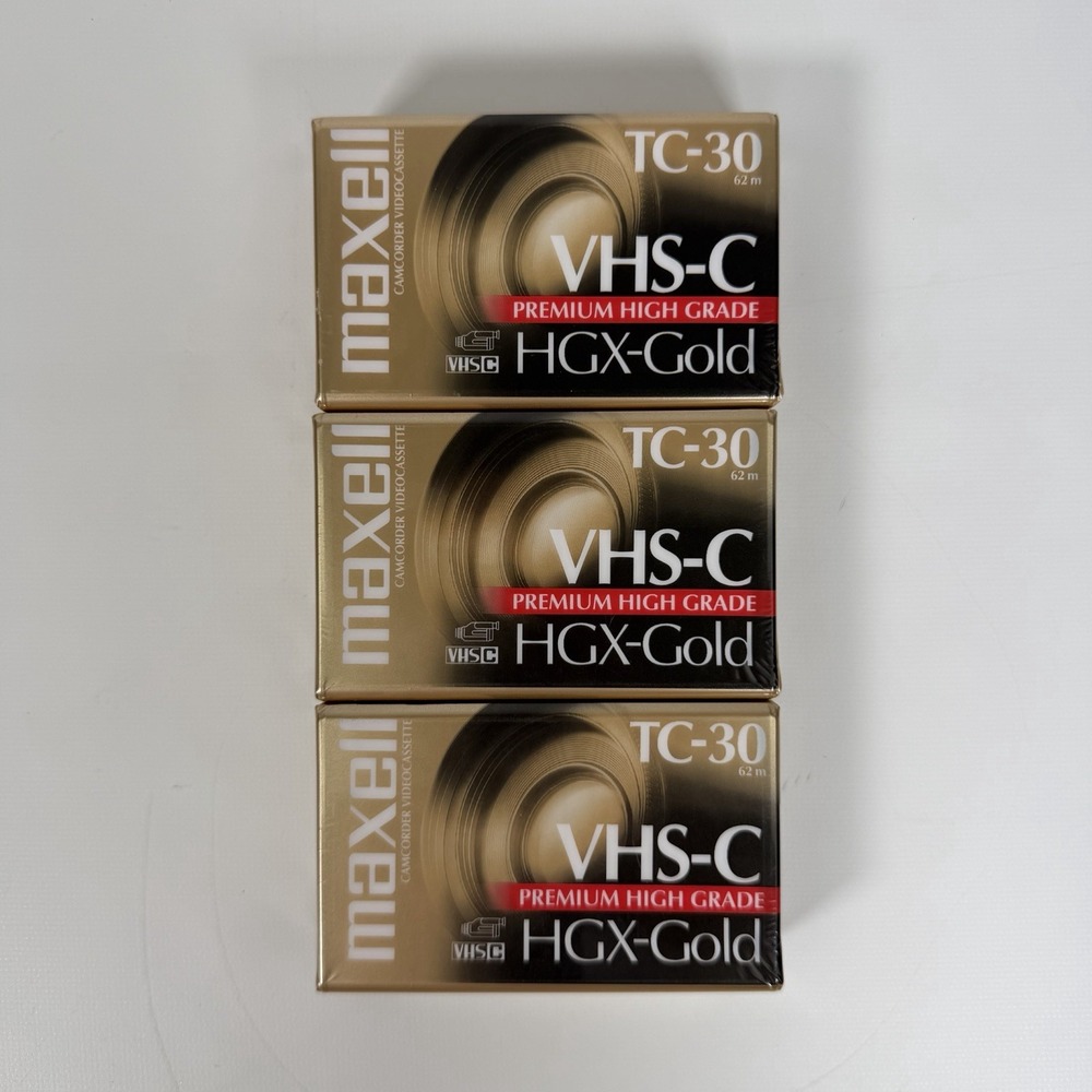 New Maxell VHS-C TC-30 HGX-Gold Premium High Grade Video Tapes Lot Of 3